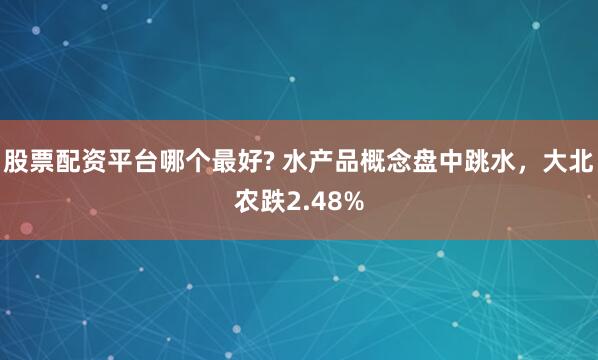 股票配资平台哪个最好? 水产品概念盘中跳水，大北农跌2.48%