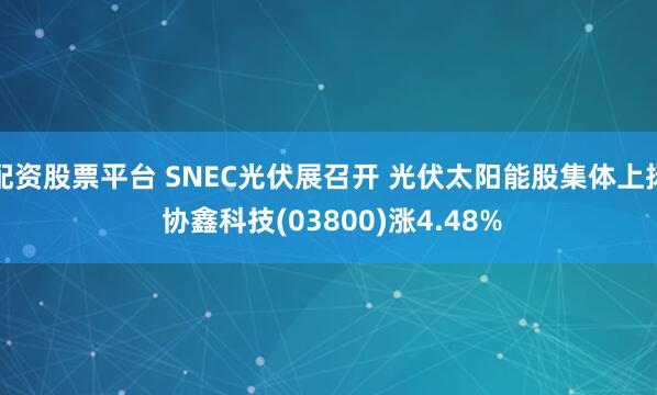 配资股票平台 SNEC光伏展召开 光伏太阳能股集体上扬 协鑫科技(03800)涨4.48%